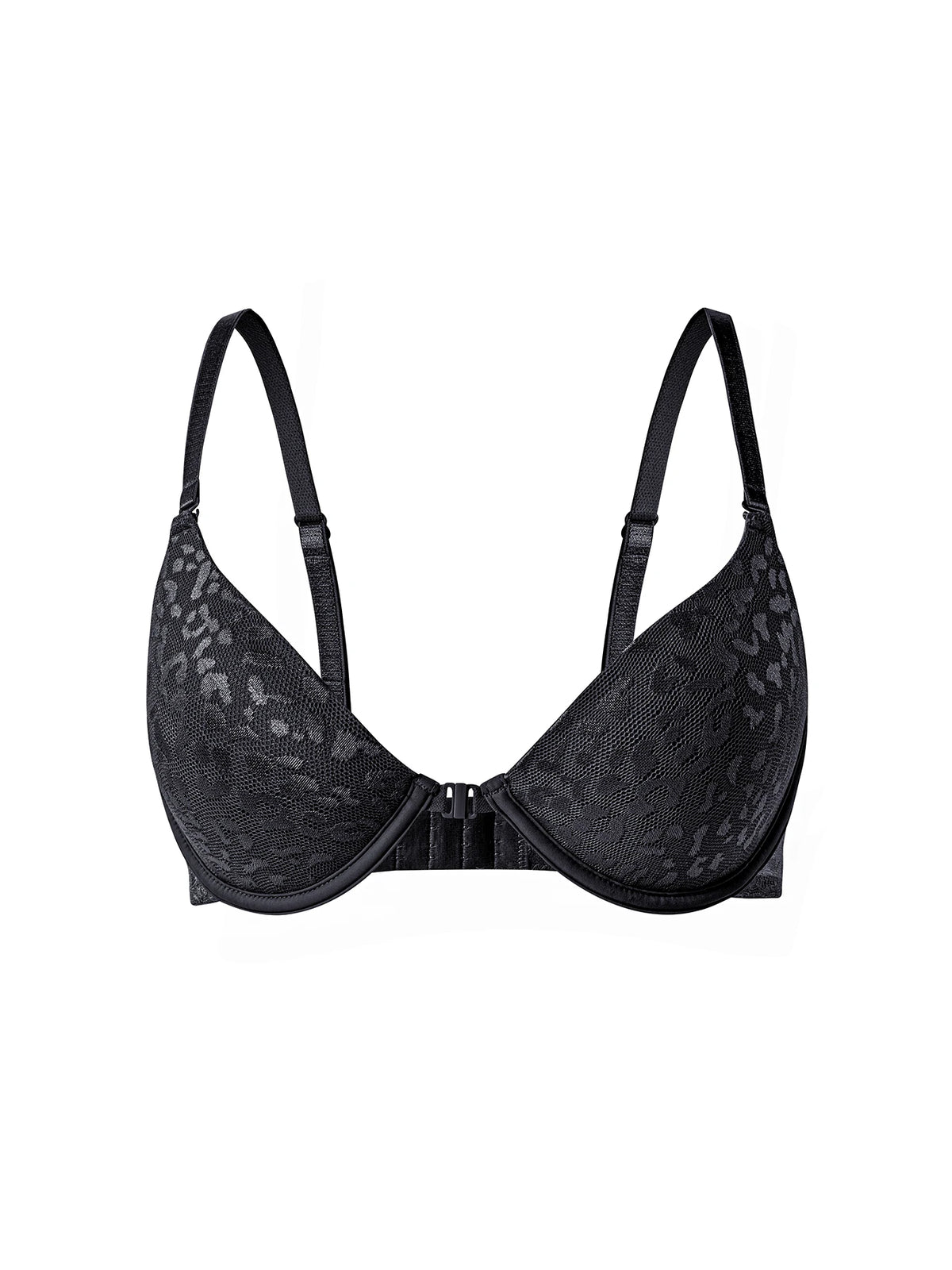 Women's Sexy Front Closure Push Up Bra Seamless Smooth Bra with underwire Makes Chest Look Smaller Lingerie beige