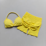Women's High-Waist Yoga Set Sportswear Quick-Dry Breathable Backless Bra Gym Shorts for Summer Training Lifted Hip Sports Suit
