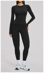 New Yoga Set 2PCS Gym Clothes Workout Outfits Women Long-sleeved T-shirt Sportswear Tracksuits Fitness Sports Vest Gym Leggings