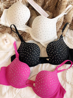 Fashion Hot Drill Lingerie Sexy Women Push Up Bra Shining Zircon Decoration Brassiere Invisible U-shaped Thickened Cup Underwear