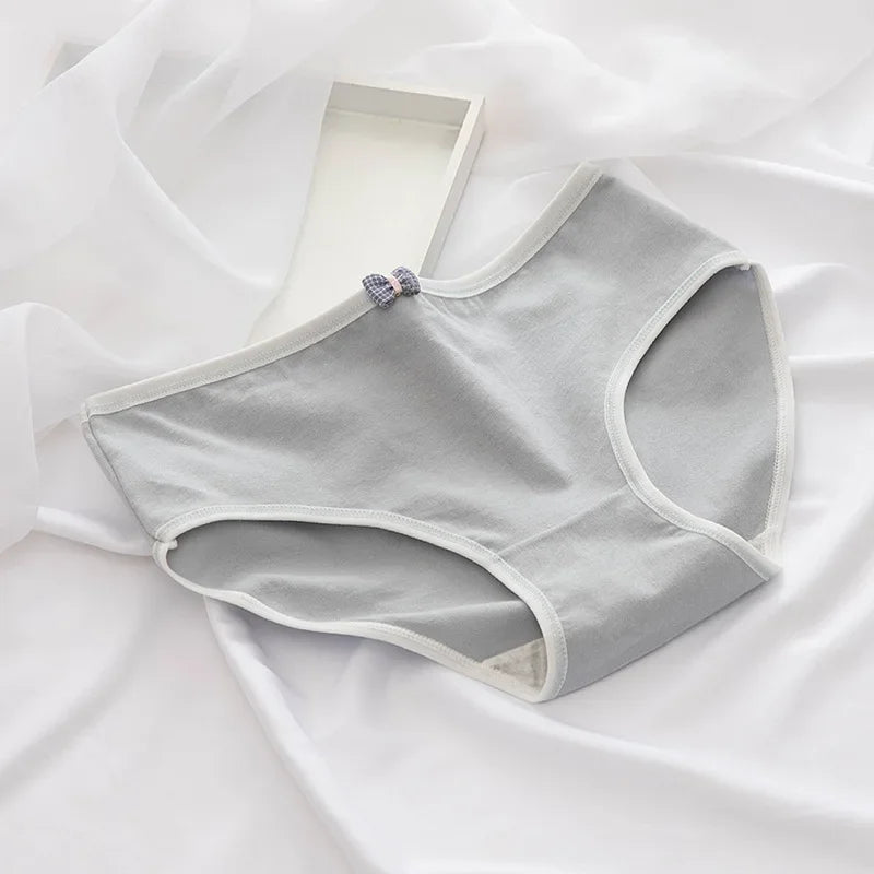 1Pc Women's Underwear Cotton Panties Comfort Briefs Low Waist Seamless Underpants Solid Color Lingerie
