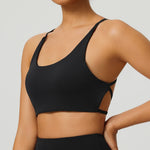 Sexy Soft Fitness Sport Bra Spaghetti Strap Cross Back Hollow Women Top Tight Gym Yoga Underwear Athletic Workout With Chest Pad
