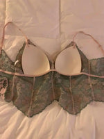 Sexy French Lace Halter Bra Summer Bralette Small Bust Wrinkle-Free Adjustable Straps Beauty Back Vest Wirefree Comfort Bra Set
