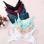 Sexy Womens Bras Ultra-Thin Perspective Deep V Lace Sheer Plus Size Bra Female Underwear Lingerie BH Tops D E F Cup