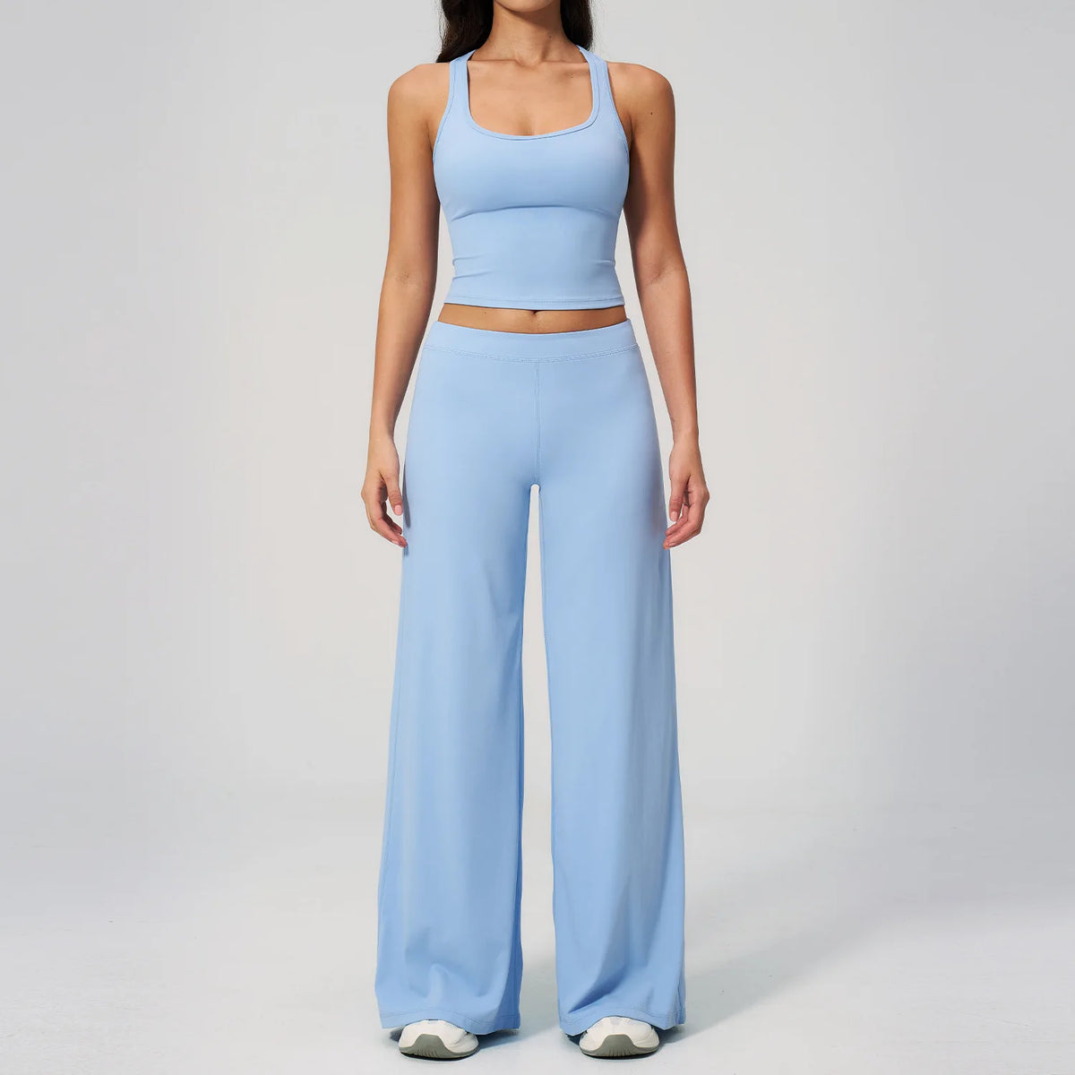 Women's Summer Two Piece Yoga Sets Slimming Sports Tank Top Lifted Buttocks High Waist Flare Pants Gym Fitness Suits Tracksuit