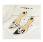 BIGTREE Shoes Women PVC Transparent Shoes for Women Sexy Pointed Open Toe Shallow Slider Slippers Ladies Sandal High Heels Mules