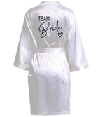 Wedding Party Team Bride Robe With Black Letters Kimono Satin Pajamas Bridesmaid Bathrobe SP001