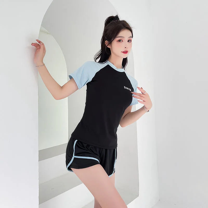 Swimsuit Women's Plus Size Two-piece Split Style Sports Style Conservative Slimming Hot Spring Ins Style Full Body Professional