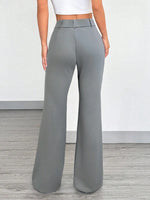 Women's Casual Solid Color Front Button Fitted Flare Long Pants Office Lady Elegant Suit Trousers Spring/Fall