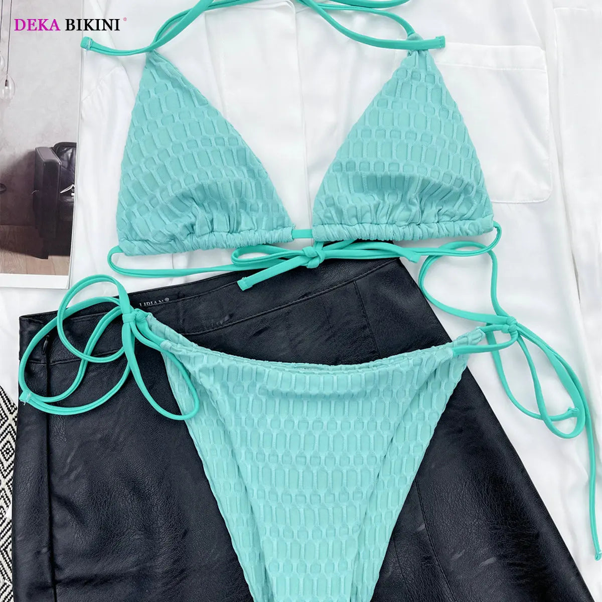 DEKA Solid Brazlian Micro Bikini Set Women Tie Side G-String Thong Swimsuit Female High Waist Bandage Swimwear Bathing Suit