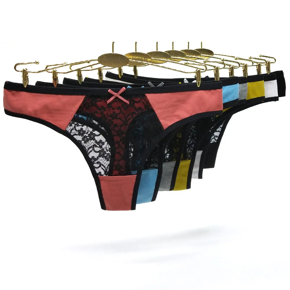 Women Sexy Lace Panties Low-waist Underwear Hollow Thong Female Breathable G String Lingerie Temptation Bikini Plus Size