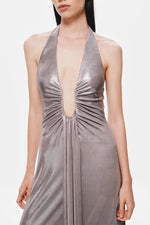 Sexy Deep V Halter Neck Long Dress Women Elegant Bandage Patchwork Luxury Evening Dresses Solid Color Hot Girls Party Vestidos