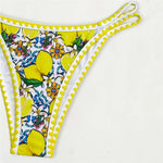 Lemon Flower Print Swimwear Halter String Triangle Bikini Mini Micro Thong Sexy Swimsuit Women 2026 Bather Bikinis Sets De Mujer