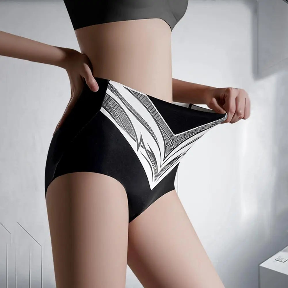 Women Underpants High Waist Slimming Tummy Control Seamless Elastic Briefs Female Underwear for Daily Wear Sport