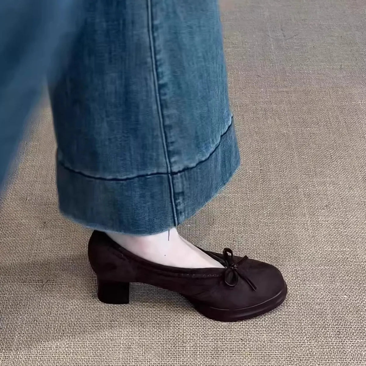 Spring Autumn Platform Mary Jane Shoes Women Thick High Heels Shoes Vintage Slip on Butterfly-knot Pumps 2026 New