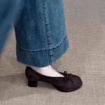 Spring Autumn Platform Mary Jane Shoes Women Thick High Heels Shoes Vintage Slip on Butterfly-knot Pumps 2026 New