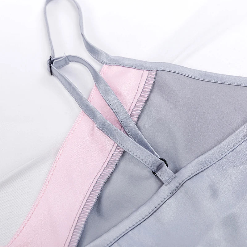 New women's set sleepwear sexy satin sleepwear two-piece Home clothing top and shorts solid color silk sleepwear set
