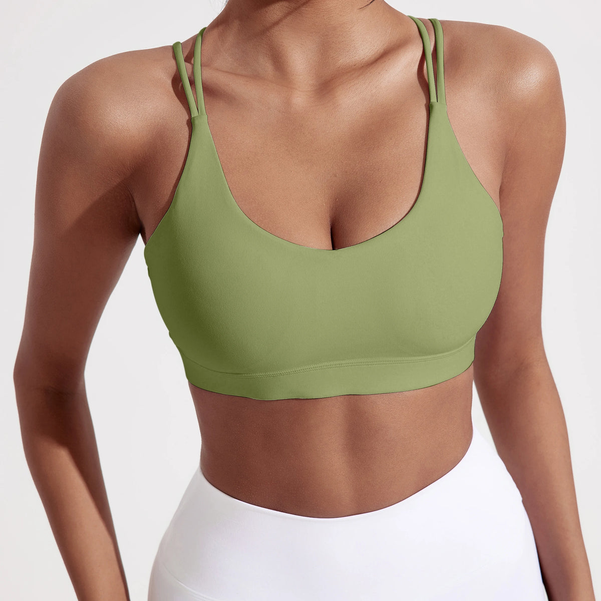 Solid Color High Strength Shockproof Women Fitness Sport Bra Top Soft Tight Cross-Training Jogging Yoga Underwear With Chest Pad