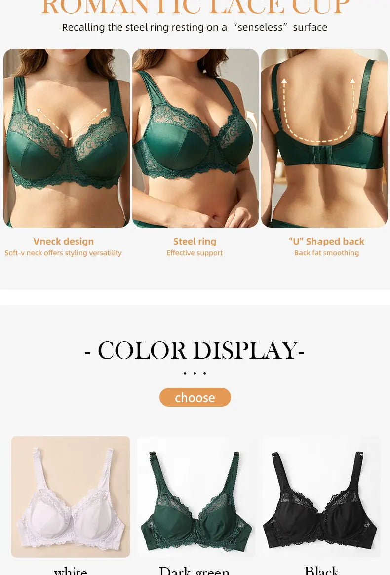 Bras For Womens Lingerie BH Tops Elegance Lace Bras Sexy Underwear Underwire Support Plus Size Brassiere Leisure A B C D E Cup