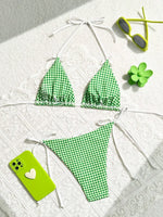 Sexy Micro Bikini 2024 Gingham Print Swimsuit Female Swimwear Women Strings Thong Bikinis Set Bather Beachwear Bathing Suit Pool