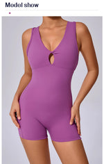 Padded Jumpsuit Sport Women Yoga Bodysuit Fitness Wear Gym Sportswear High Elastic Workout Running Clothes