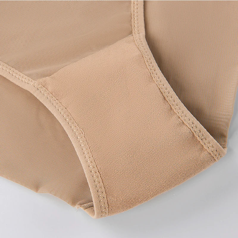 Soft Satin Women's Panties, Fashionable and Sexy Mesh Semi-Transparent Hollow-Out Metal Comfortable Briefs for Women