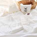 Girls SweetCute Underwear Cotton Lovely Soloid Middle Waist Briefs Young Girl Panties TeenagersWhite Intimates M L XLWhite