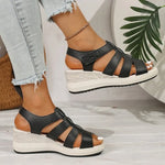 2026 New Ankle Buckle Women Wedge Sandals Patchwork Platform Sandals Breathable Comfort Non-slip Soft Sole Gladiator Shoes Women