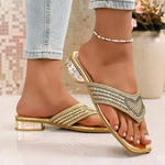 2026 New Woman Square Head Slippers Simple Versatile Women's Water Diamond Sandals Thick Bottom Non Slip Women Flip Flops