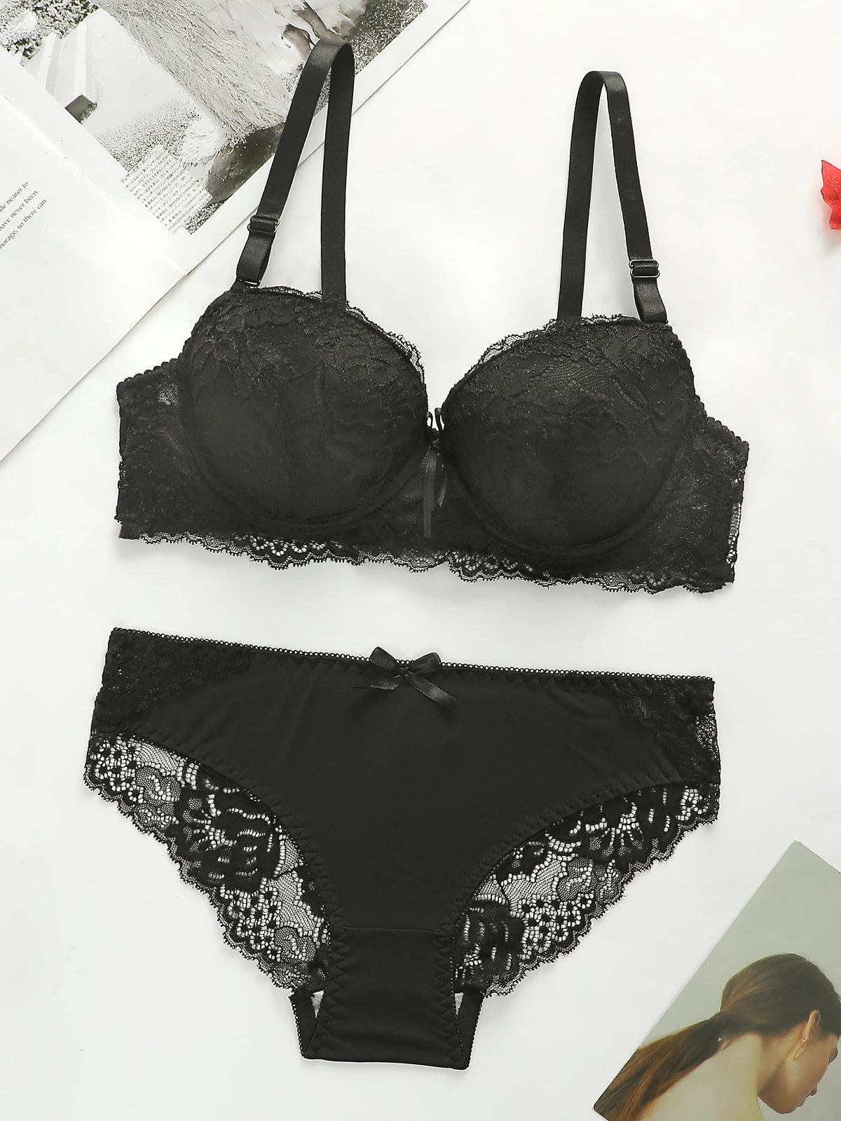 Women Lace Bra and Panty Sets Sexy Floral Print Push Up Underwear Women's Brassiere Intimate multicolored Lingerie Set A2155