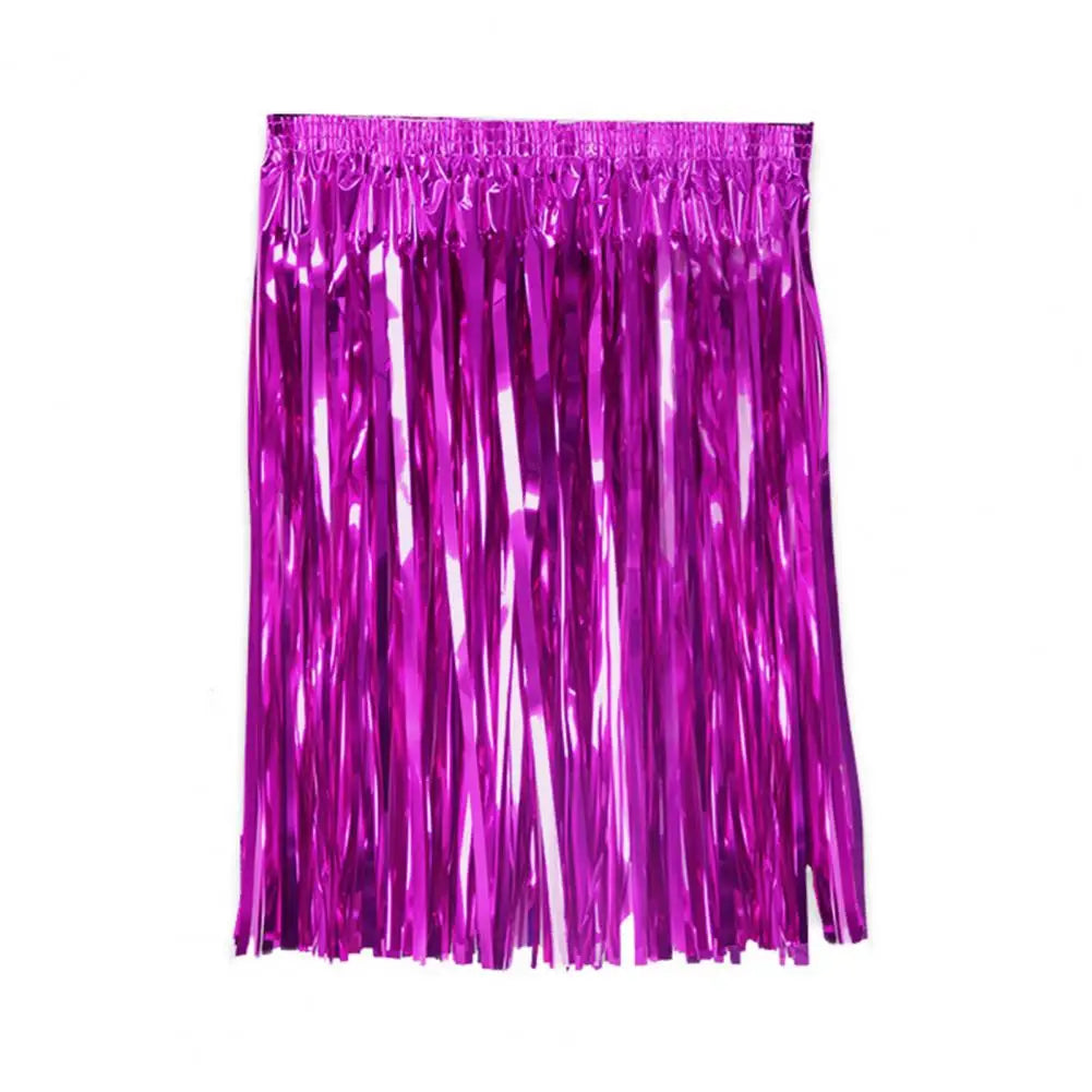 Bright Colors Beach Dance Skirt Hawaii Skirt Elastic Mid-rise Adults Kids Mini Skirt Rain Fringe Tassels Adjustable Curtain