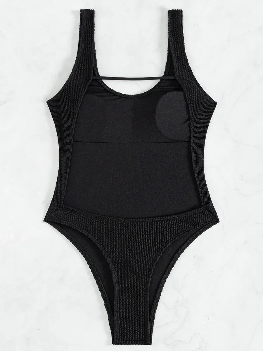 Splicing Backless Micro Thong Female Swimwear One Piece Swimsuit Women Monokini High Cut Leg Bather Bathing Suit Swim Beach Wear