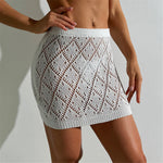 Sexy Hollow Out Crochet Knitted Tunic Beach Cover Up Cover-ups Beach Dress Beach Wear Beachwear Mini Skirt Female Women K6587