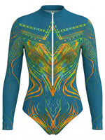 S - XXL New Printed Long Sleeve With Pants Zipper Women Swimwear One Piece Swimsuit Female Padded Bather Bathing Suit Swim V8356