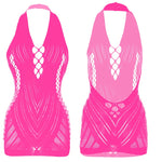 1PC Women Sexy Fishnet Beach Cover Up Sleeveless Hollow Out Bodycon Dress See Through Summer Swimwear