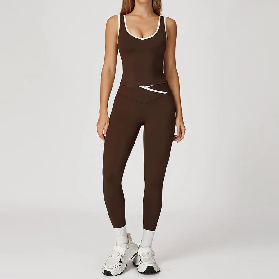 Yoga Set2 Pieces Workout Outfits Fitness Sportswear Gym Tracksuit High Waist Leggings Sports Bra Athletic Wear Women Clothes