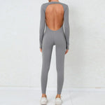 Women's Seamless Yoga Jumpsuits Backless Sexy Long-Sleeved One-Piece Butt-Lifting Gym Nude Feel Workout Gym Training Bodysuits