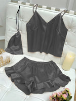 Women's Silk Comfortable Strap Sleepwear Thin Vest Shorts Home Clothes Set Sexy Sleepwear Breathable Lightweight Nightgown
