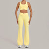 Breathable Stretch Yoga Sets Women Quick Drying Shockproof Sports Bra High Waist Bell Bottom Pants Gym Two-piece Fitness Suit