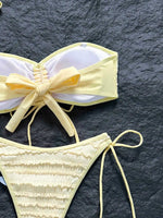 Sexy Yellow Starfish Bikini Set 2026 Women Bandeau Pleate Push Up Bra Drawstring Side Thong Swimsuit Beach Bathing Suit Swimwear
