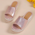 2025 Summer Chunky Platform Slippers for Women Pu Leather Wedges High Heel Sandals Woman Plus Size 36-43 Beach Sandles Female