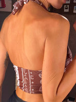 XS - L Sexy Printed Splicing Halter Knotted Bikini Top Female Swimsuit Women Swimwear Bather Bathing Suit Swim Beach Top V5817