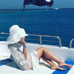 DEKA New Beach Cover-up Swimsuit Lace Hollow Crochet Beach Bikini Cover Up 3/4 Sleeve Women Top Swimwear Beach Dress Tunic Shirt