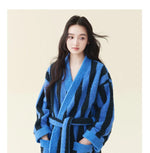Ladies Thick Coral Fleece Extra Long Bathrobe Couple Sleepwear Set Warm Winter Dressing Gown Soft Loose Home Robe Loungewear