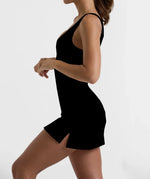 Women Sports Sleeveless Tennis Dress Women Quick Drying Solid Color O Neck Sports One Piece Suit Breathable Running Yoga Dresses