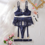 2025 Sexy Swimsuit Four Piece Set Hollow Out Mesh Lace Sheer Gathering Body Charm Bra Set Bikinis Women Bikini High Waist 5MJK