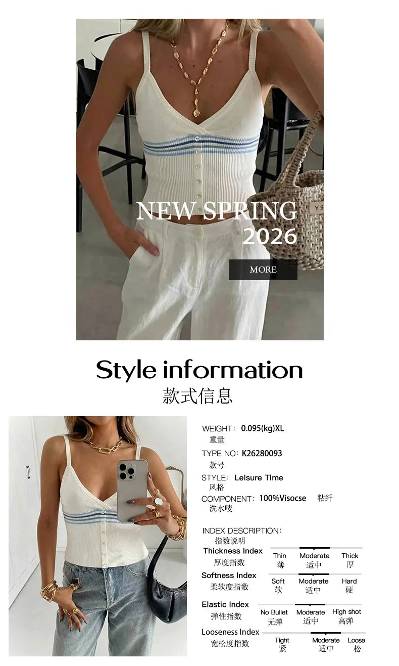 Summer Y2K Hot Girl Camisole V Neck Woolen Vest