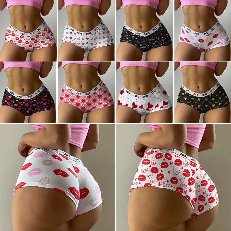 Valentine's Day Panties for Women Underwear Knickers Girls Comfort Briefs Ladies Seamless Shorts Sexy Print Lingeries Underpants