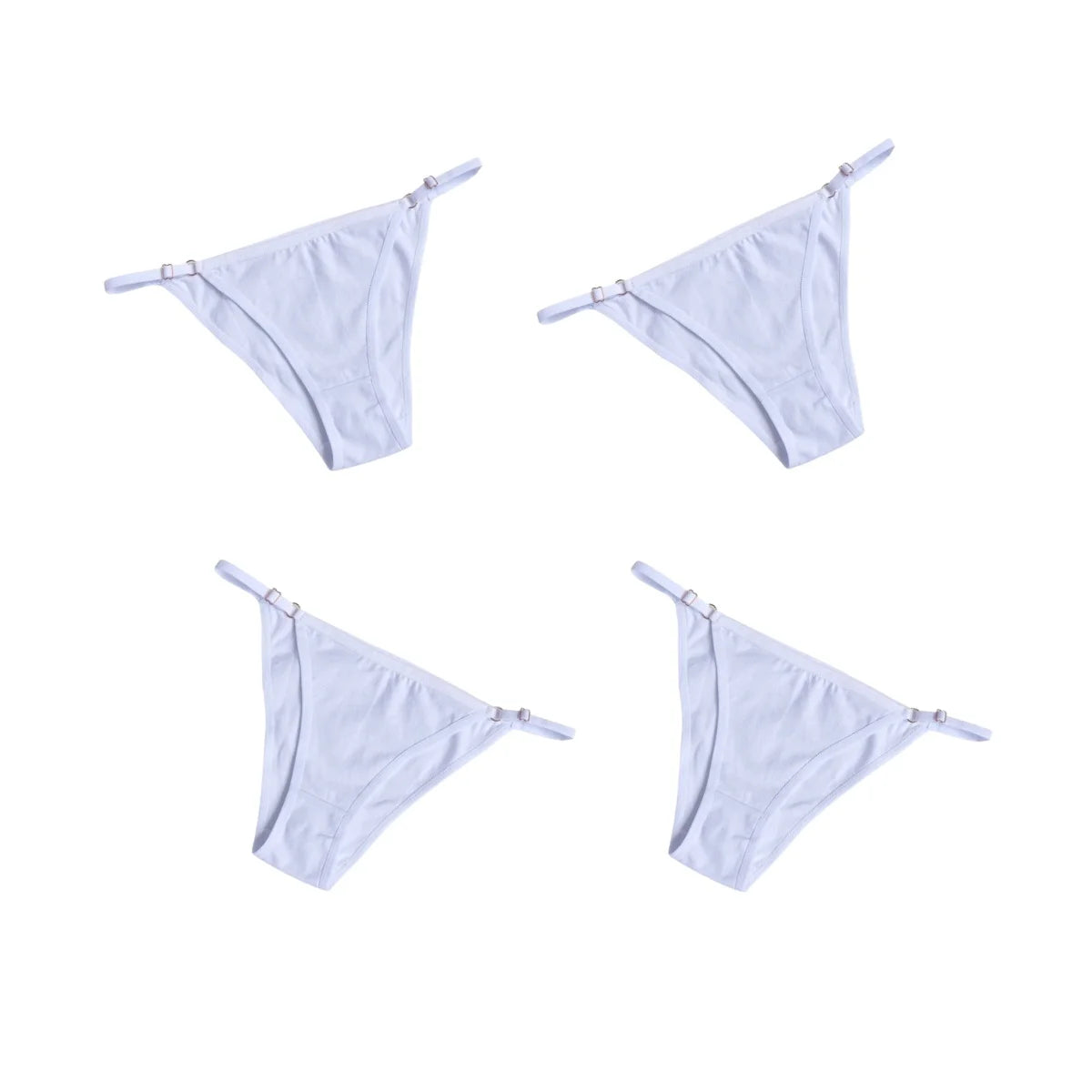 4Pcs/Set Women Cotton Briefs Sexy Brazilian Panties Low-Rise Underwear Adjustable Buckle Female Underpants Comfort Lingerie S-XL