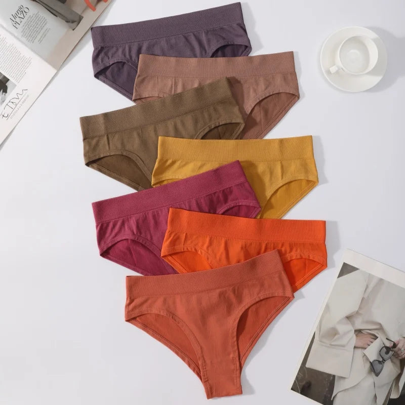 3Pcs/Set High Rise Briefs Women Classic Panties Female Underpants Solid Color Panty Plus Size Underwear Sexy Lingerie S-3XL